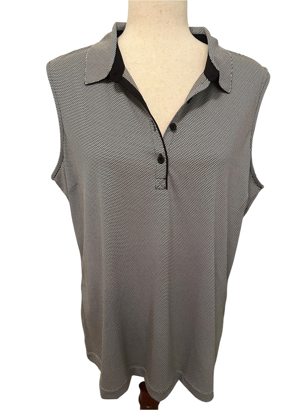 EPNY GOLF NEW Sleeveless Geometric‎ Jacquard Polo Black White XL NWT Performance